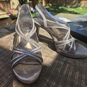 Gunmetal silver high heels